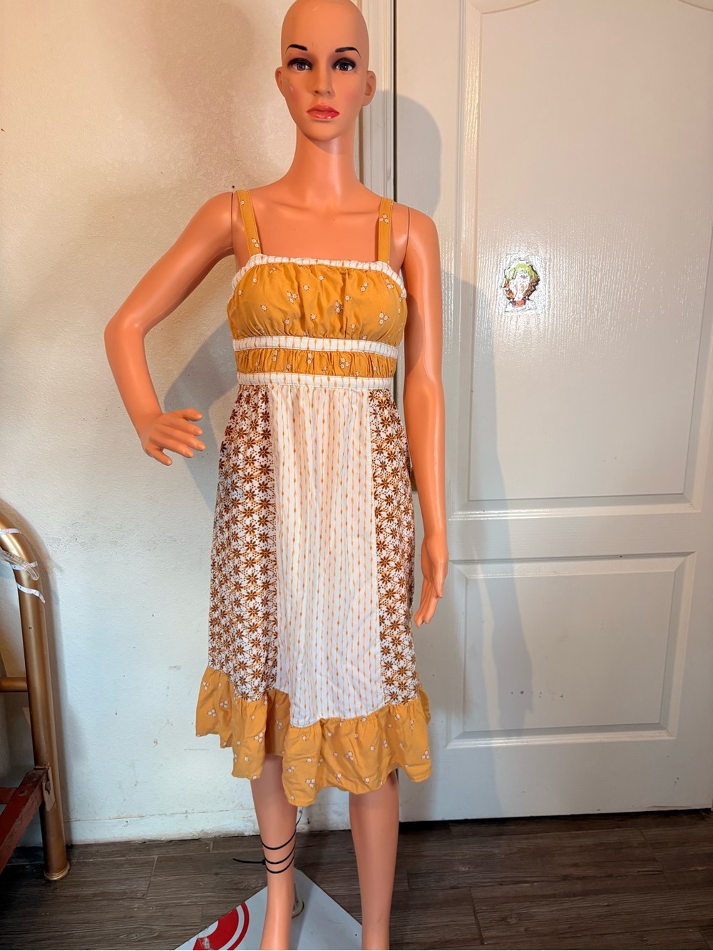Aeropostale Yellow and White Floral Patchwork Sundress